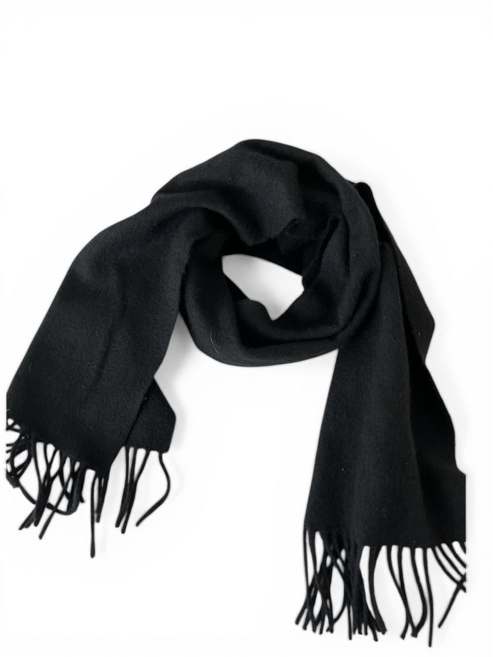 Black Classic Vintage Cashmere Fringe Scarf